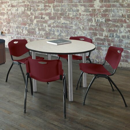 KEE Round Tables > Breakroom Tables > Kee Round Table & Chair Sets, 42 W, 42 L, 29 H, Maple TB42RNDPLBPCM47BY